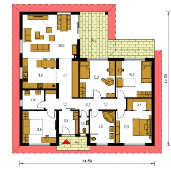 Grundriss des Erdgeschosses - BUNGALOW 216